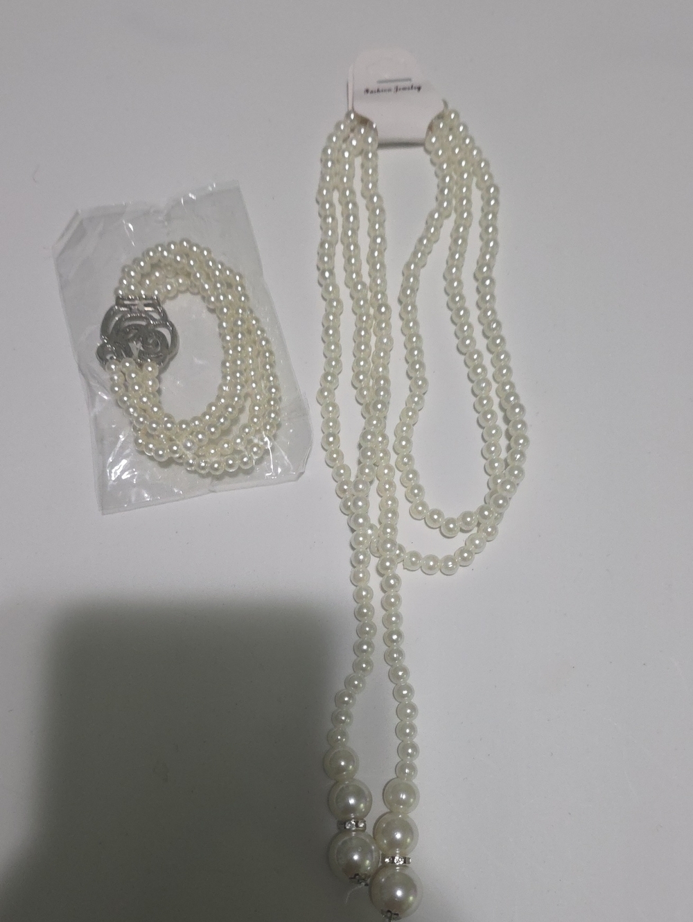 Classic Ivory Pearl Multi-Strand Necklace and Bracelet Set